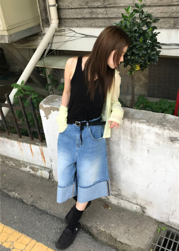 DOUBLE HEM BERMUDA DENIM